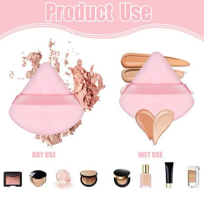 Pimoys 6 Pieces Powder Puff, Face Makeup Sponge Soft Velour Triangle Powder Puffs Beauty Sponge for Loose Powder (Black, Pink)