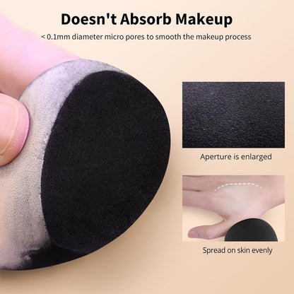 BEAKEY Makeup Sponge Set, 5 Pcs Foundation Blending Sponge, Beauty Sponges Flawless for Liquid, Cream, and Powder, Latex-Free and Vegan Boun Boun Makeup Sponges, Black